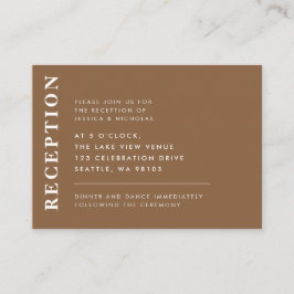 Recepción de boda moderna de taupe oscuro mínimo