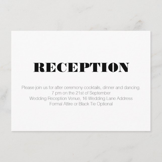 Recepción de Boda Moderna en Blanco y Negro (Anverso)
