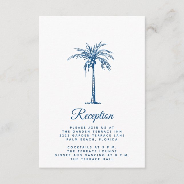 Recepción de Boda Moderna en Palm Beach en Azul (Anverso)
