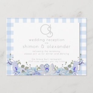 Recepción de Boda   Monograma de Cuadros Azules