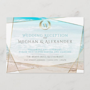 Recepción de Boda   Monograma Moderno de Playa