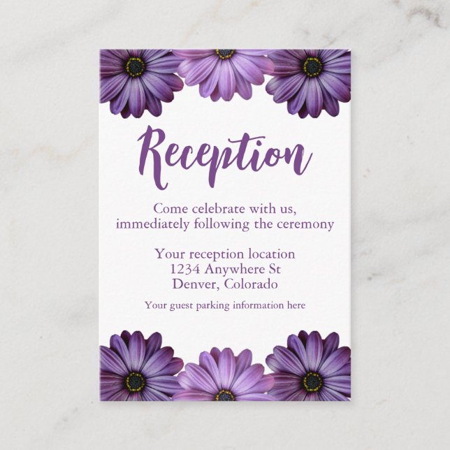 Recepción de Boda Morada Floral (Anverso)