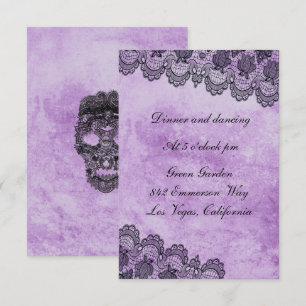 Recepción de Boda Morado Gótico de Encaje Negro