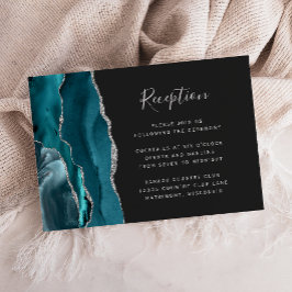 Recepción de boda oscura azul teal plata ágata
