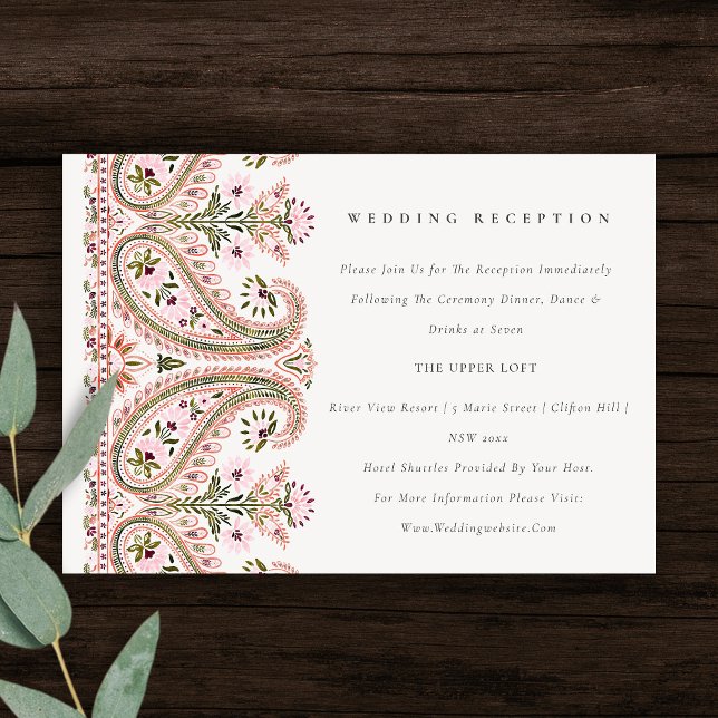 Recepción de boda Paisley Motif con flor verde ros (Subido por el creador)