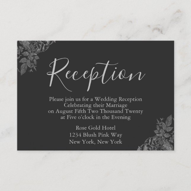 Recepción de boda plateada y negra (Anverso)