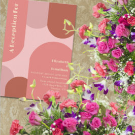 Recepción de boda rosa de coral de arco retro