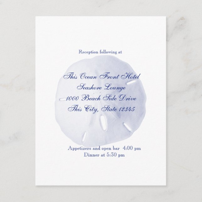 Recepción de Boda Royal Blue con Dólar de Arena (Anverso)