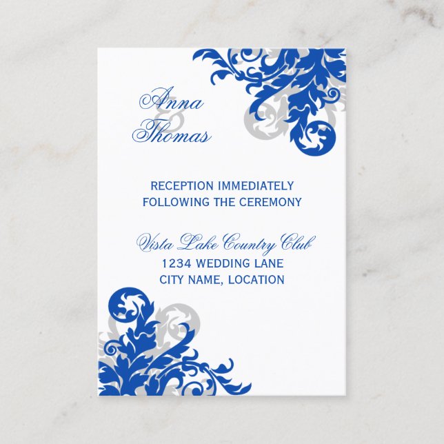 Recepción de Boda Royal Blue con Florituras de Pla (Anverso)