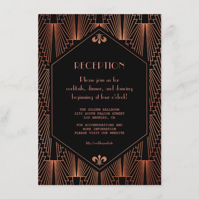 Recepción de boda Royal Gold Black Great Gatsby (Anverso)