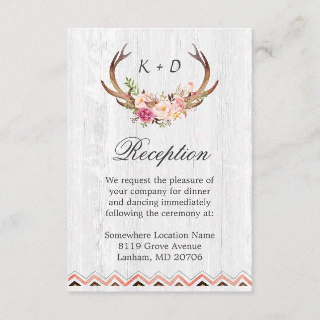 Recepción de Boda Rústica Antler Decoración Boho d (Anverso)