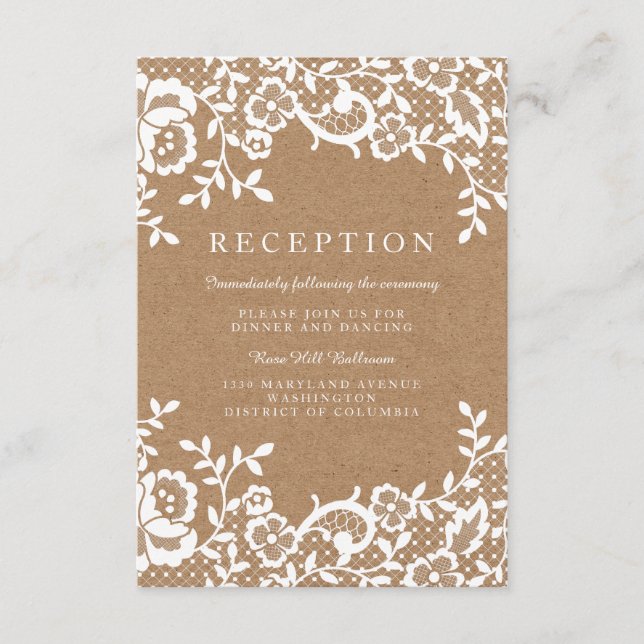 Recepción de Boda Rústica Campestre con Encaje (Anverso)