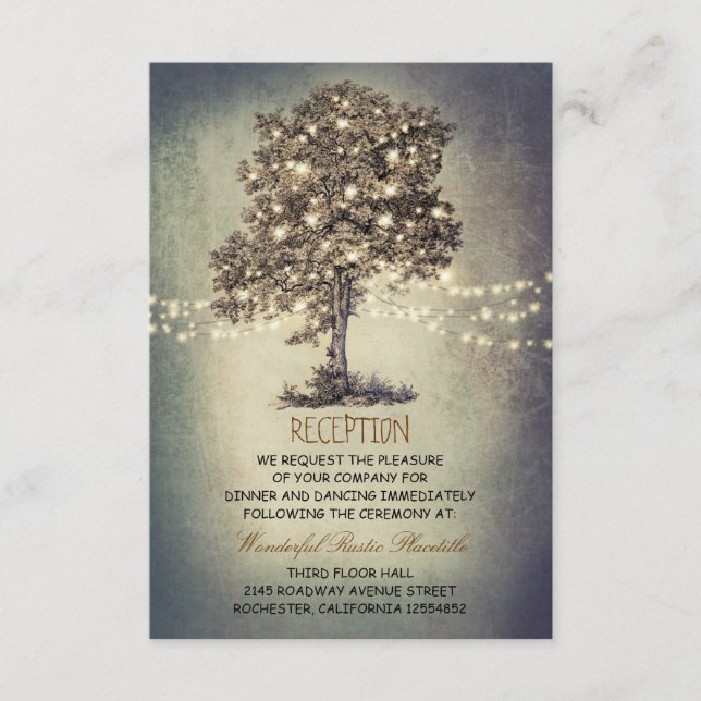 recepción de boda rústica con árboles y direccione (Anverso)