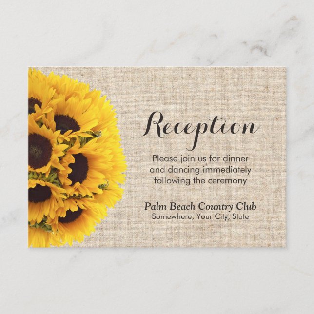 Recepción de Boda Rústica de Campo con Girasoles y (Anverso)