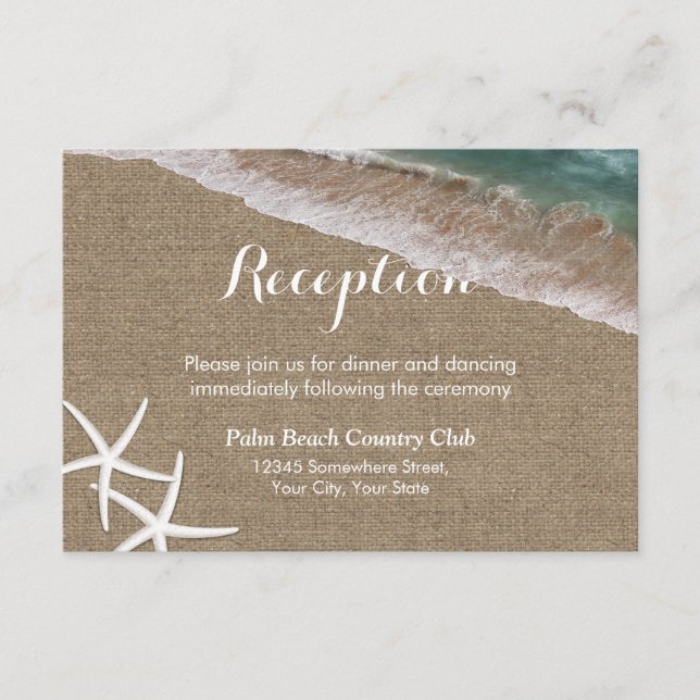 Recepción de Boda Rústica de Playa con Estrellas d (Anverso)