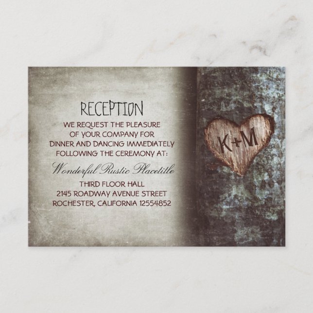recepción de boda rústica en un árbol & direccione (Anverso)