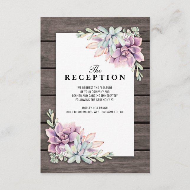 Recepción de Boda Rústica Floral Suculenta (Anverso)