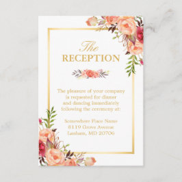 Recepción de Boda Rústico Dorado Naranja Floral Ch