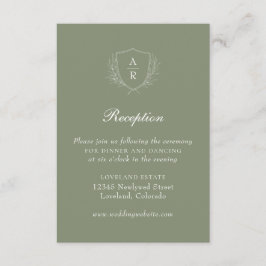 Recepción de Boda Sage Modern Simple Leaves Crest