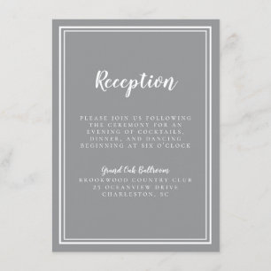Recepción de Boda Simple Gris Chic enmarcado Blanc