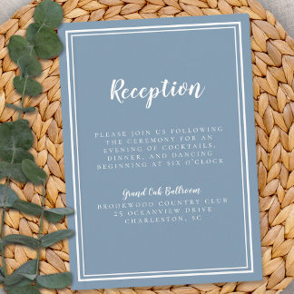 Recepción de Boda Simple Polvo Azul Framed Blanco