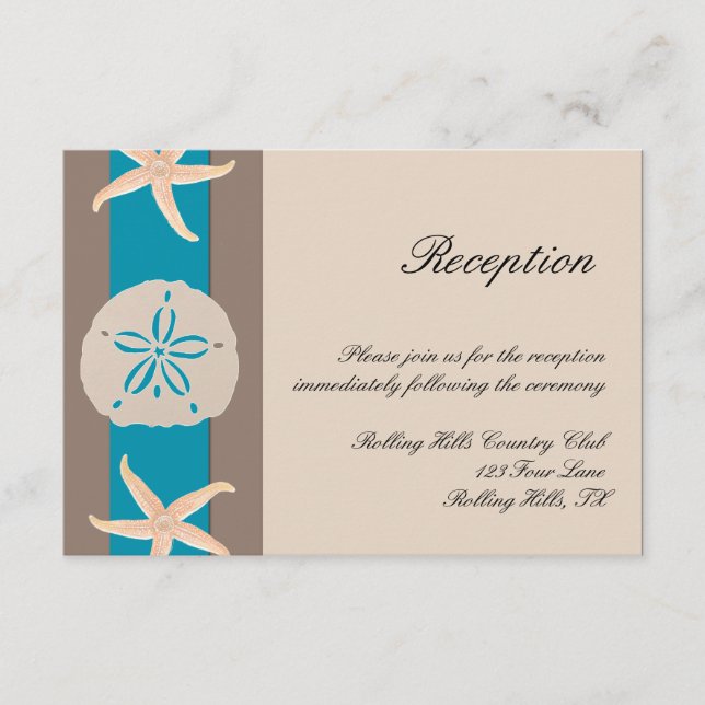 Recepción de Boda Starfish Turquesa Marrón (Anverso)