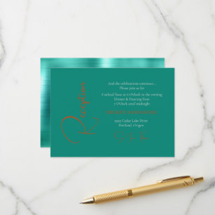 Recepción de Boda Teal y Cobre de Moda