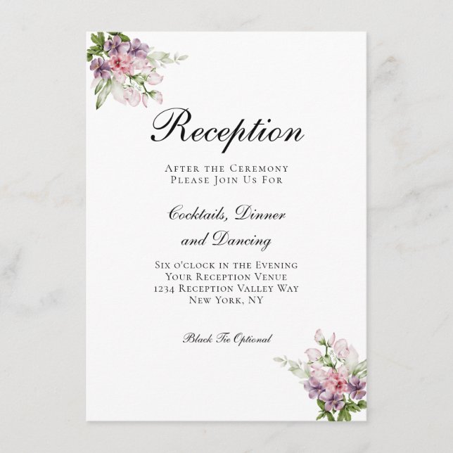 Recepción de Boda Tradicional Floral Verde Rosa (Anverso)