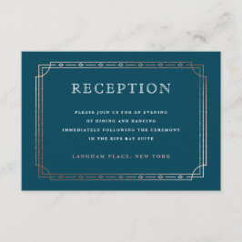 Recepción de boda Verde azulada con borde dorado A