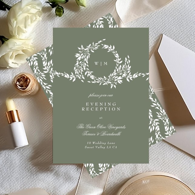 Recepción de boda verde de salvia monograma (Subido por el creador)