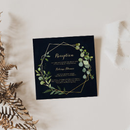 Recepción de Boda Verde Geométrica de Oro Azul