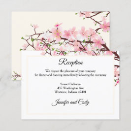 Recepción de Bodas Beige-Rosa con flores de cerezo