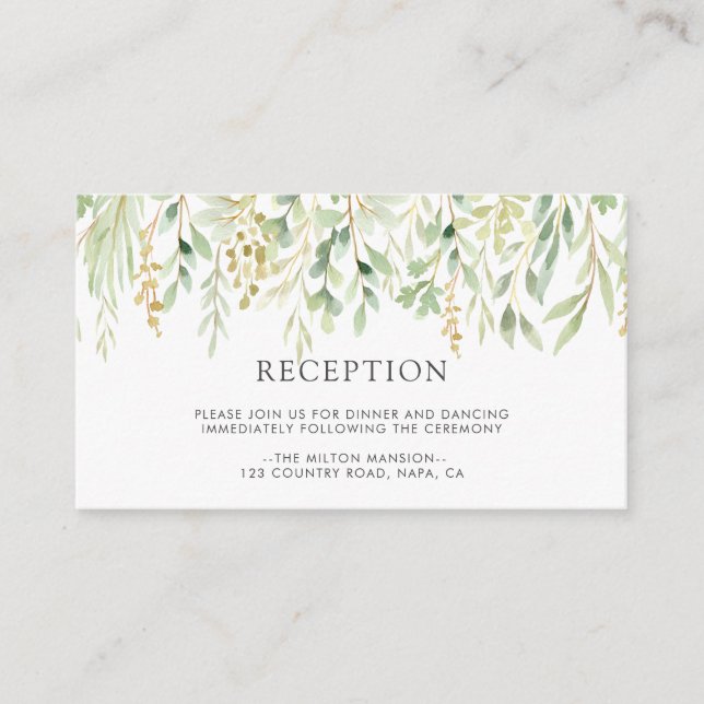 Recepción de bodas botánicas de follaje verde (Anverso)
