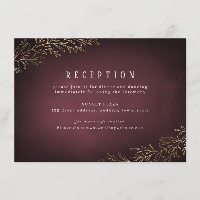 Recepción de bodas botánicas de oro dorado (Anverso)