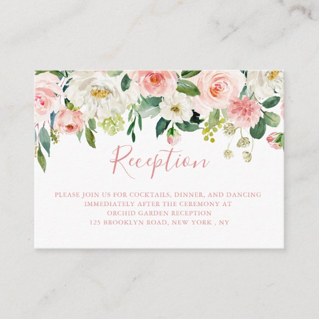 Recepción de bodas botánicas de Rubor Pink Florals (Anverso)