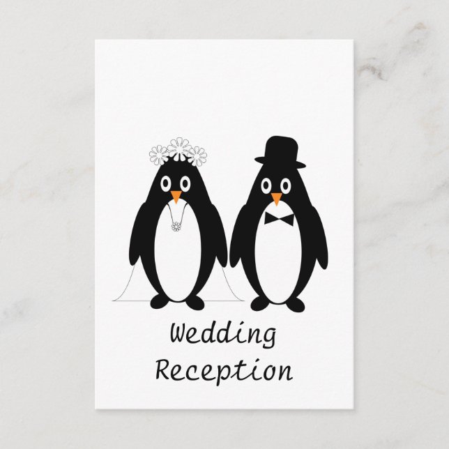 Recepción de bodas de diseño de pingüino (Anverso)