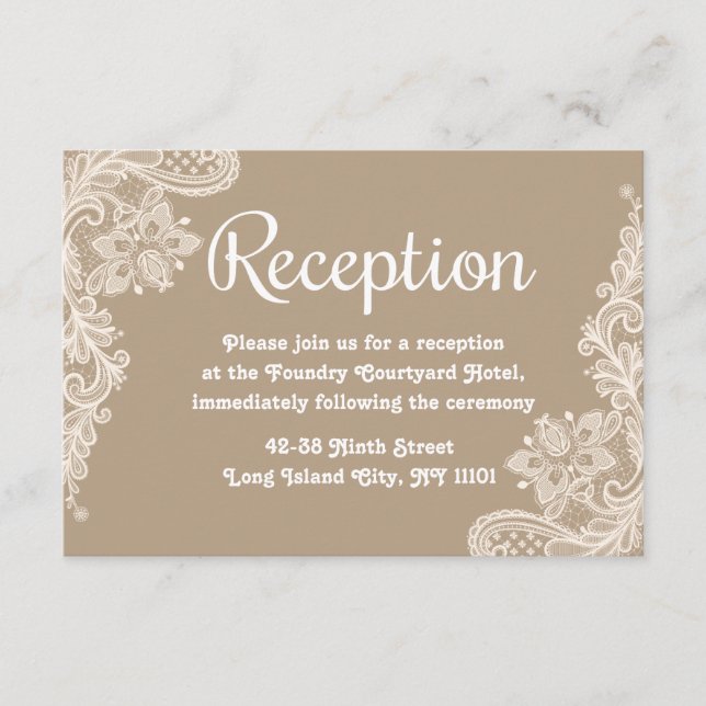 Recepción de bodas de encaje blanco y marrón de fl (Anverso)