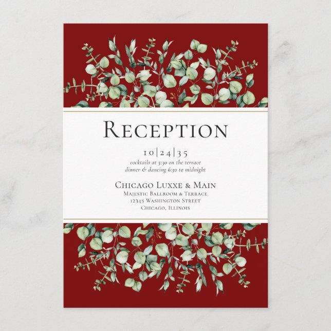 Recepción de bodas de eucalipto de Borgoña (Anverso)