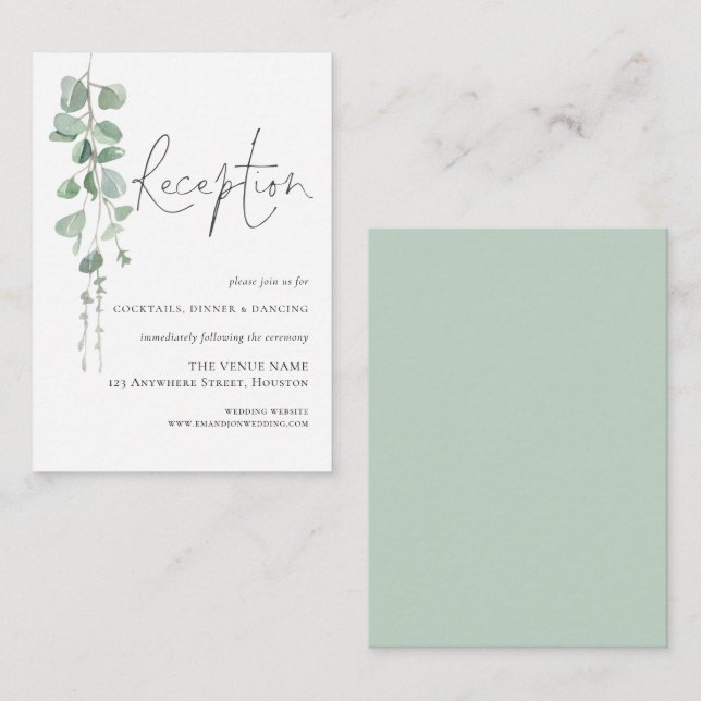 Recepción de bodas de eucalipto moderna (Anverso / Reverso)