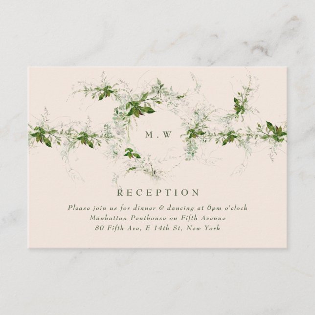 Recepción de bodas de eucalipto verde crema (Anverso)