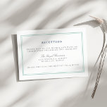 Recepción de bodas de mareas de lentes de mar<br><div class="desc">Diseñada para coordinar con nuestra invitación a la boda de Seaglass Tides, esta sencilla y moda tarjeta de recepción de bodas es la manera perfecta de compartir sus detalles de recepción con los invitados sin abrumar su invitación. El diseño presenta un borde doble de verde pálido marino con elegantes letras...</div>