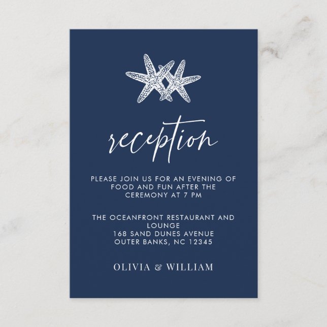 Recepción de bodas de mariscos Blue Starfish (Anverso)