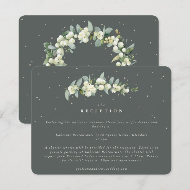 Recepción de bodas de nieve verde + eucalipto (Anverso / Reverso)