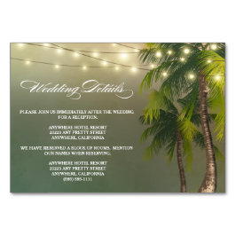 Recepción de bodas de palmeras de playa + tarjetas