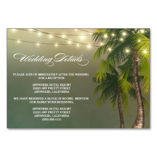 Recepción de bodas de palmeras de playa + tarjetas