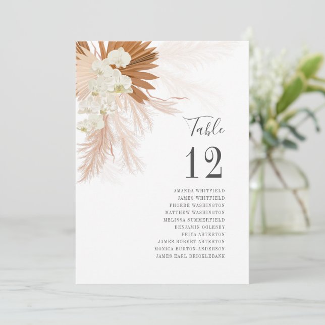 Recepción de bodas de pampas número de mesa de hie (Anverso de pie)