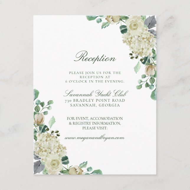 Recepción de bodas de rocas blancas megan (Anverso)