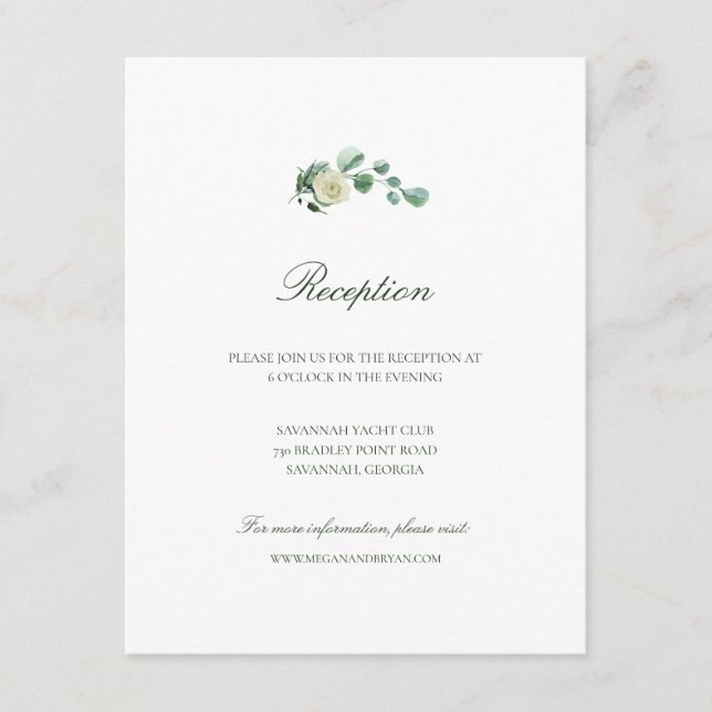 Recepción de bodas de verde simple megan (Anverso)
