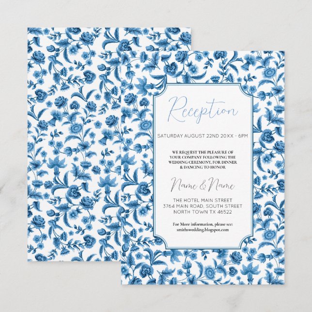 Recepción de bodas Ditsy Floral Azul de Chintz (Anverso / Reverso)
