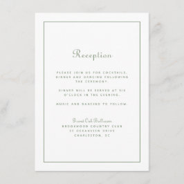 Recepción de bodas Elegante Script Sage Blanco Ver